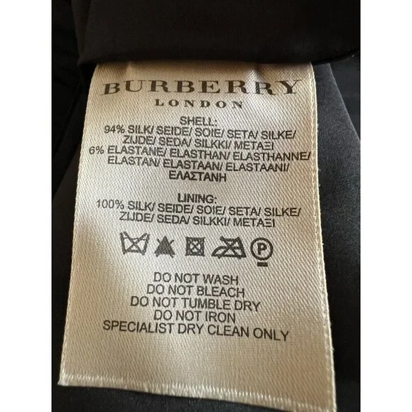 Burberry black silk lined designer knee length skirt 10 luxury pleated hem - Picture 5 of 9